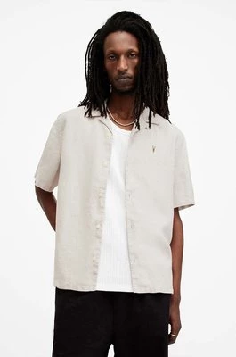 AllSaints koszula AUDLEY SS SHIRT męska kolor beżowy relaxed M016SA