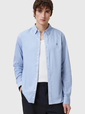 AllSaints koszula bawełniana HAWTHORNE LS SHIRT niebieski