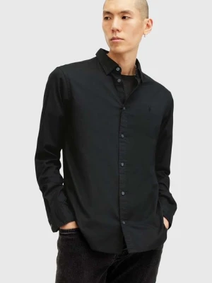 AllSaints koszula bawełniana HAWTHORNE LS SHIRT męska kolor czarny slim z kołnierzykiem klasycznym M150SB