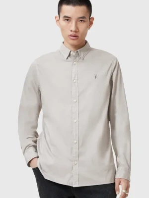 AllSaints koszula bawełniana HAWTHORNE LS SHIRT męska kolor szary slim z kołnierzykiem klasycznym M150SB