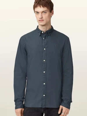 AllSaints koszula bawełniana HAWTHORNE LS SHIRT męska kolor szary slim z kołnierzykiem klasycznym M150SB