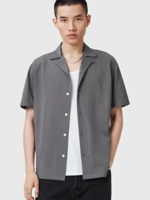 AllSaints koszula bawełniana HUDSON męska kolor szary relaxed M081SA