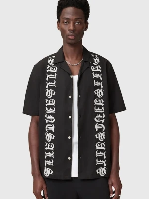 AllSaints koszula bawełniana SCRIPTURE męska kolor czarny relaxed z kołnierzykiem klasycznym M105SC