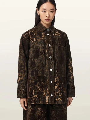 AllSaints koszula damska jeansowa EDEN FLOCK brązowy
