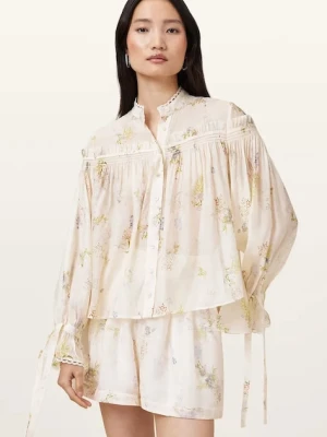 AllSaints koszula DELPHINE damska kolor biały regular ze stójką W057PC