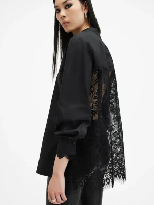 AllSaints koszula ETHEL LACE damska kolor czarny regular ze stójką W085PB