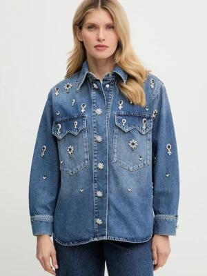 AllSaints koszula jeansowa damska kolor granatowy regular z kołnierzykiem klasycznym W121PD