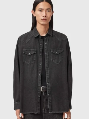 AllSaints koszula jeansowa FENTON męska kolor czarny relaxed z kołnierzykiem klasycznym M054SD