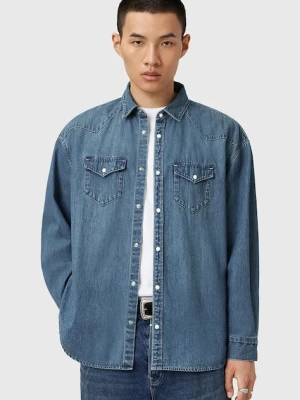 AllSaints koszula jeansowa FENTON męska kolor niebieski relaxed z kołnierzykiem klasycznym M054SD
