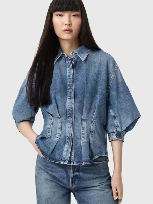 AllSaints koszula jeansowa NANCY damska kolor niebieski relaxed z kołnierzykiem klasycznym W104PD