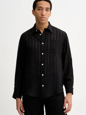 AllSaints koszula męska kolor czarny regular z kołnierzykiem klasycznym M025SD