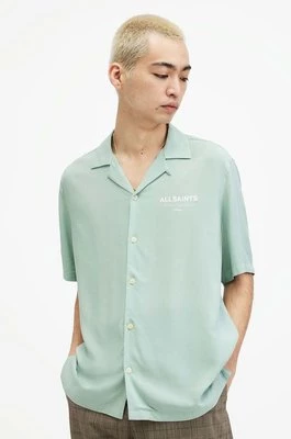 AllSaints koszula męska kolor zielony regular