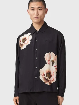 AllSaints koszula męska z wiskozy FLORAISON LS SHIRT czarny