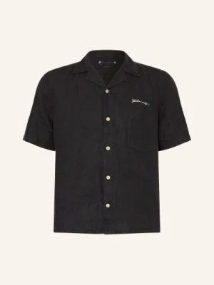 Allsaints Koszula Resortowa Wilder Boxy Fit Z Lnu schwarz
