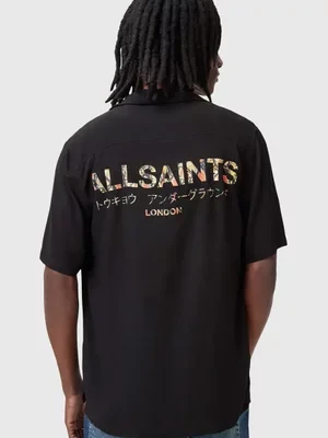 AllSaints koszula UNDRGNDBOWA męska kolor czarny relaxed M034SC