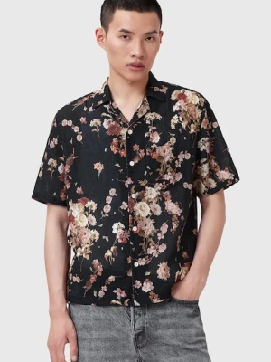 AllSaints koszula z dodatkiem lnu ARMADA męska kolor czarny regular M002SD