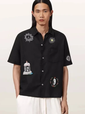 AllSaints koszula z dodatkiem lnu KARLTON