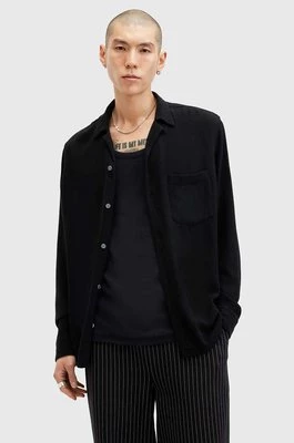 AllSaints koszula z domieszką lnu CUDI LS SHIRT kolor czarny relaxed M074SB