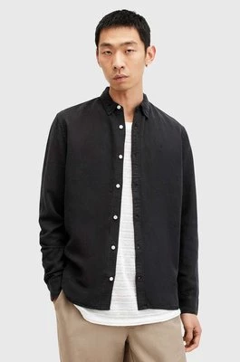 AllSaints koszula z domieszką lnu LAGUNA LS SHIRT kolor czarny regular M160SB