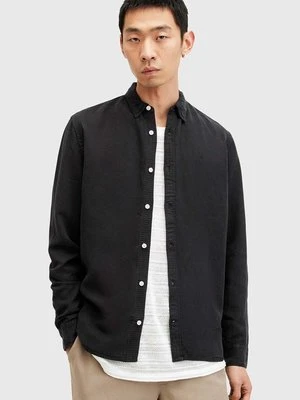 AllSaints koszula z domieszką lnu LAGUNA LS SHIRT kolor czarny regular M160SB