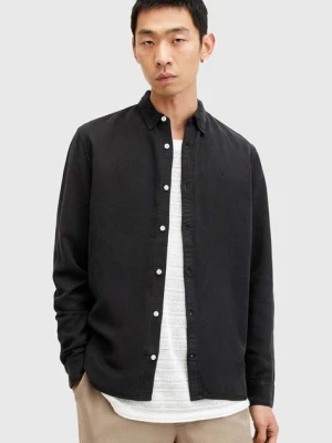 AllSaints koszula z domieszką lnu LAGUNA LS SHIRT kolor czarny regular M160SB