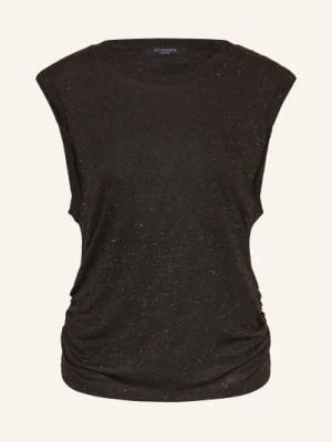 Allsaints Koszulka Bez Rękawów West Shimmer Z Brokatową Przędzą schwarz