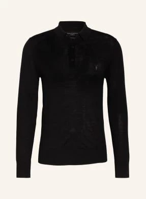 Allsaints Koszulka Polo Merino Z Dzianiny schwarz