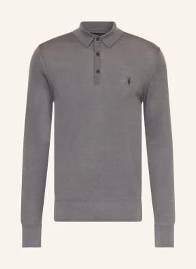 Allsaints Koszulka Polo Z Dzianiny Mode Z Wełny Merino grau