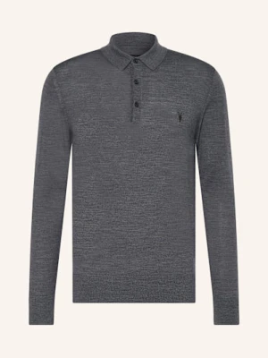Allsaints Koszulka Polo Z Dzianiny Mode Z Wełny Merino grau