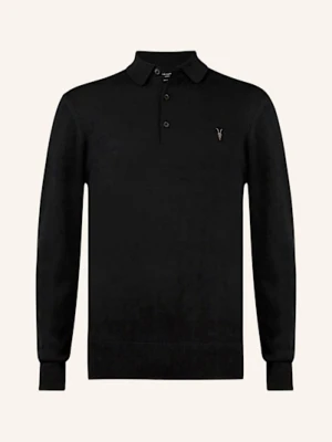 Allsaints Koszulka Polo Z Dzianiny Mode Z Wełny Merino schwarz