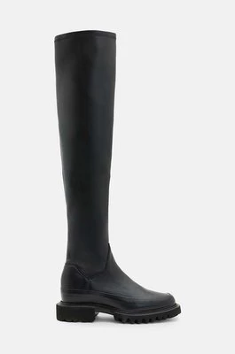 AllSaints kozaki skórzane Leona Boot damskie kolor czarny na płaskim obcasie W097FB