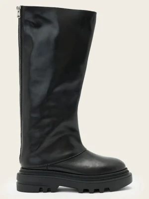 AllSaints kozaki skórzane Maxie Boot damskie kolor czarny na platformie W064FD