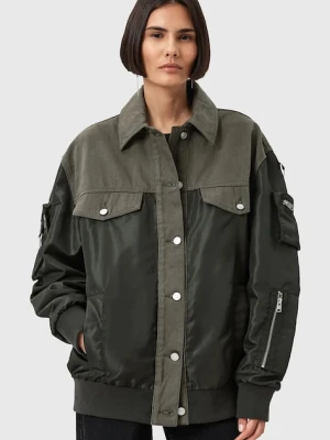 AllSaints kurtka bomber VERITY kolor zielony przejściowa oversize W024OD