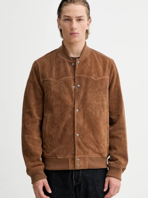 AllSaints kurtka bomber zamszowa brązowy