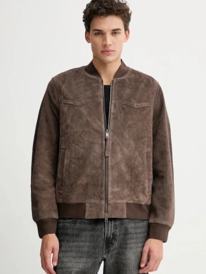 AllSaints kurtka bomber zamszowa ZEALAND kolor brązowy przejściowa M049LD