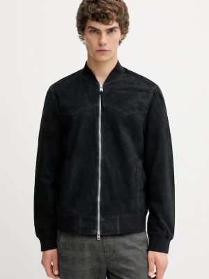 AllSaints kurtka bomber zamszowa ZEALAND kolor czarny przejściowa M035LD