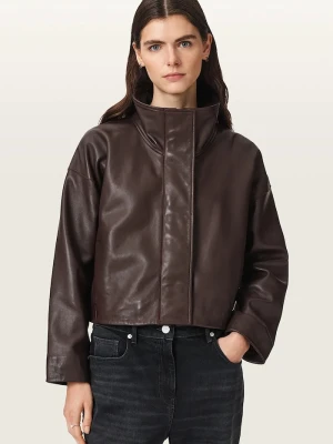 AllSaints kurtka damska skórzana RYDER bordowy