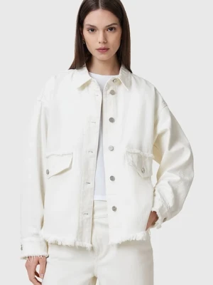 AllSaints kurtka jeansowa HETTIE FRAY kolor biały przejściowa oversize W007PC