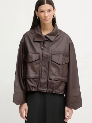 AllSaints kurtka skórzana CLAY kolor czerwony przejściowa W108LD