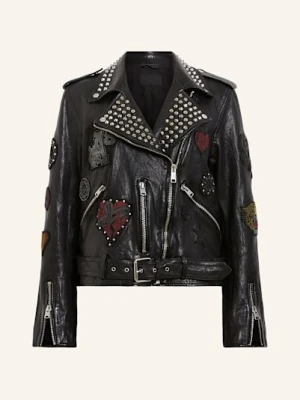 Allsaints Kurtka Skórzana College Z Ćwiekami schwarz