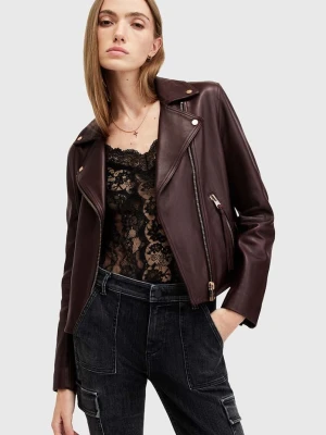 AllSaints kurtka skórzana DALBY BIKER bordowy