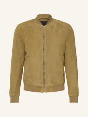Allsaints Kurtka Skórzana Morten gruen OLIWKOWY