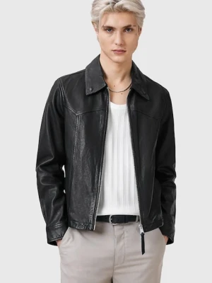 AllSaints kurtka skórzana NELLCOT kolor czarny przejściowa M019LC