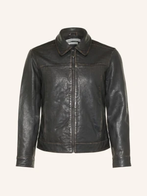 Allsaints Kurtka Skórzana Oakland schwarz CIEMNOBRĄZOWY