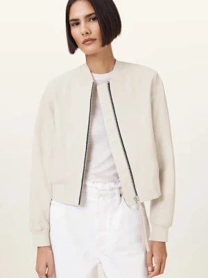 AllSaints kurtka skórzana ORTEN BOMBER JACKET damska kolor biały przejściowa W072LB