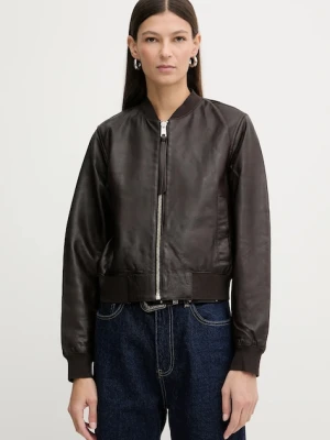 AllSaints kurtka skórzana ORTEN BOMBER JACKET damska kolor bordowy W072LB
