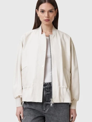 AllSaints kurtka skórzana SOFI kolor biały przejściowa W126LB