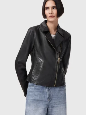 AllSaints kurtka skórzana VELA kolor czarny przejściowa W089LB