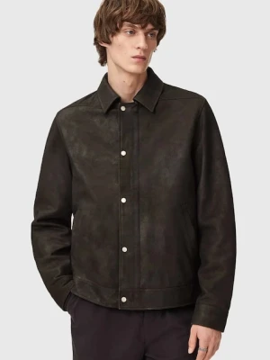 AllSaints kurtka zamszowa kolor brązowy przejściowa M037LD