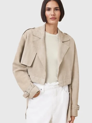 AllSaints kurtka zamszowa OPHELIA kolor beżowy przejściowa oversize W054LC